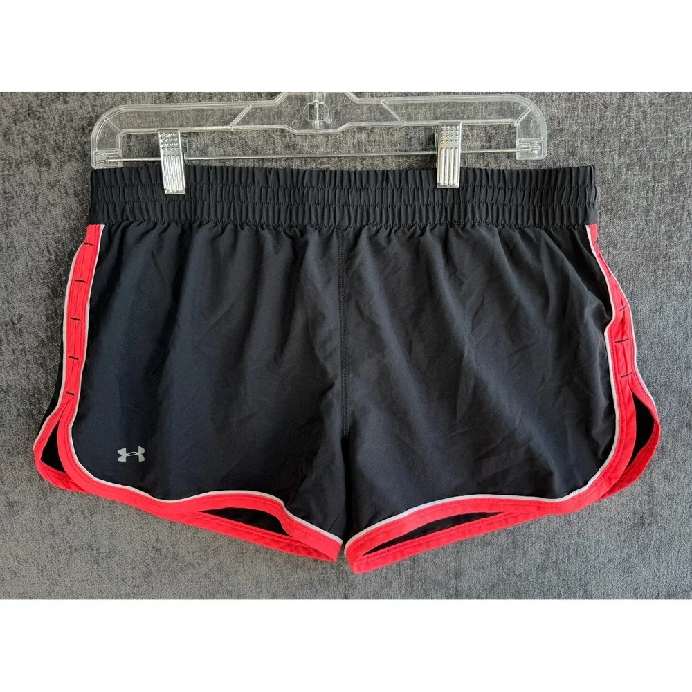 Under Armour Shorts Womens Medium M Black Pink‎ Fly By HeatGear Running Athletic